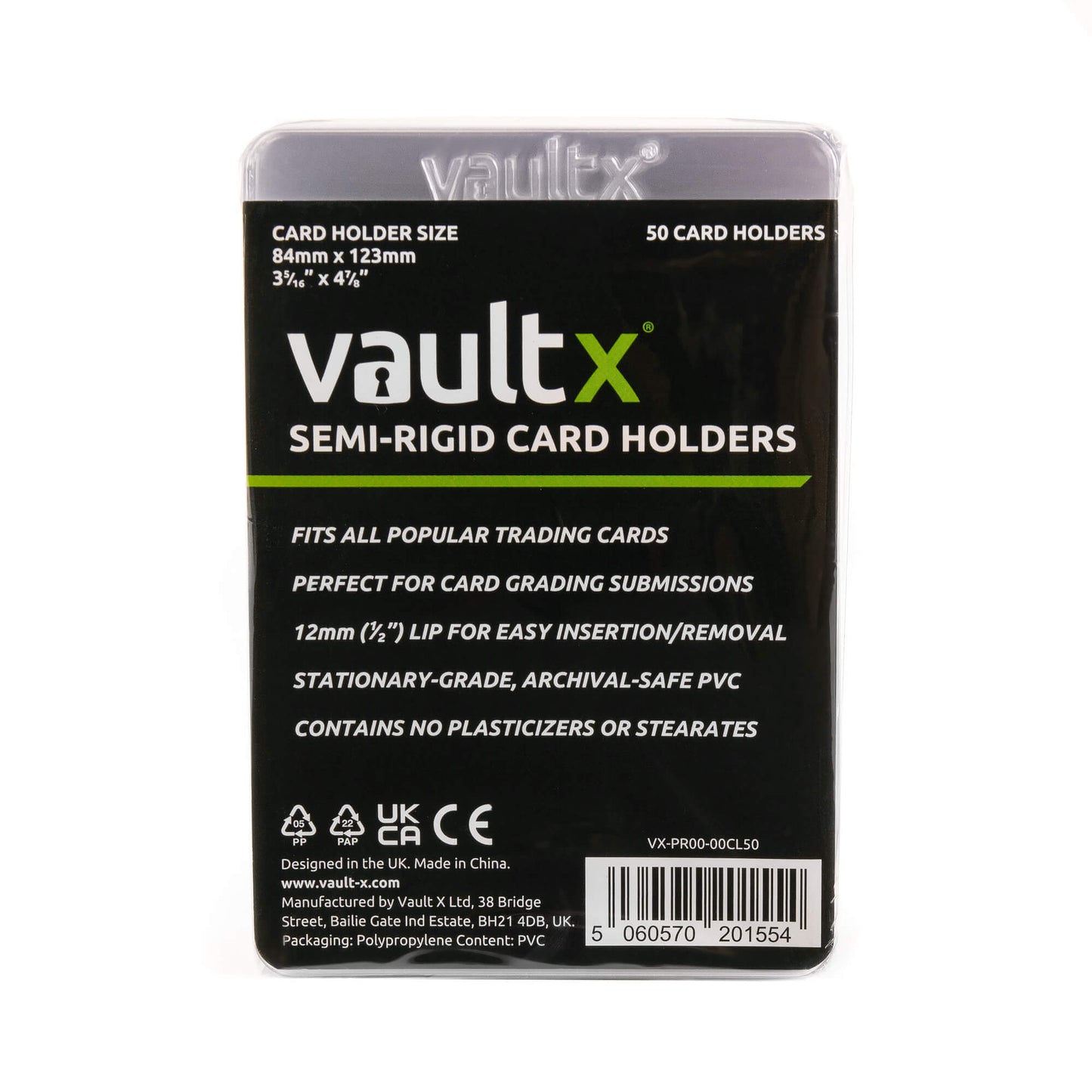 VAULT X SEMI-RIGID CARD HOLDERS (50 PACK)