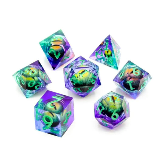 Eye of Vengeance Moving Eye Liquid Core Dice 7 Poly Set