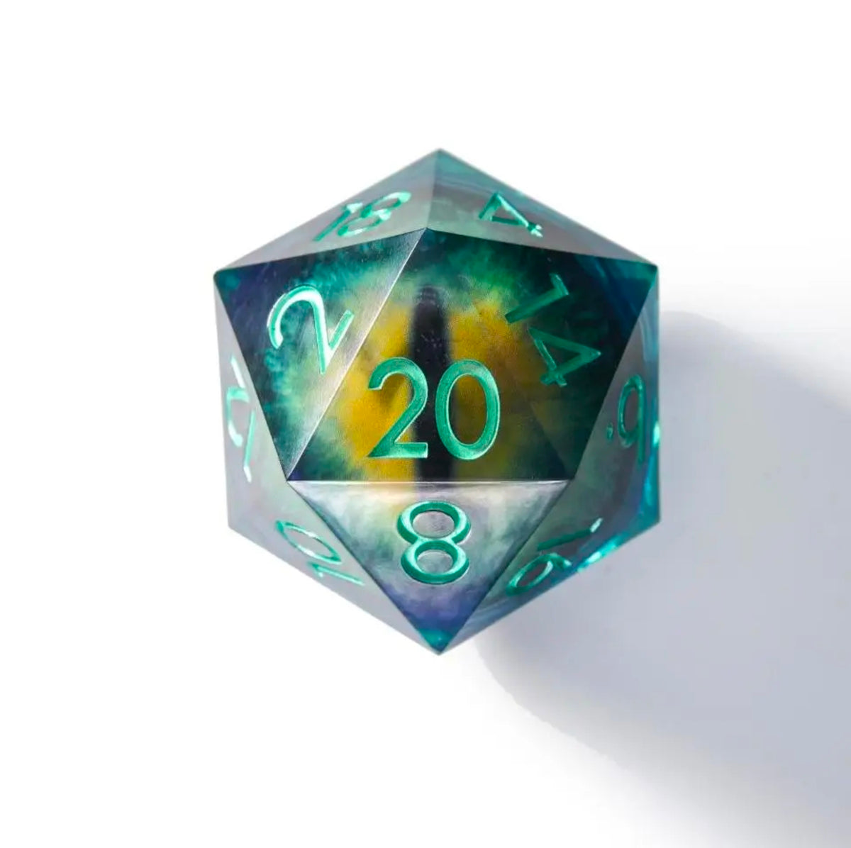 Eye of Vengeance 50mm D20 Dice Oversized Moving Eye Liquid Core